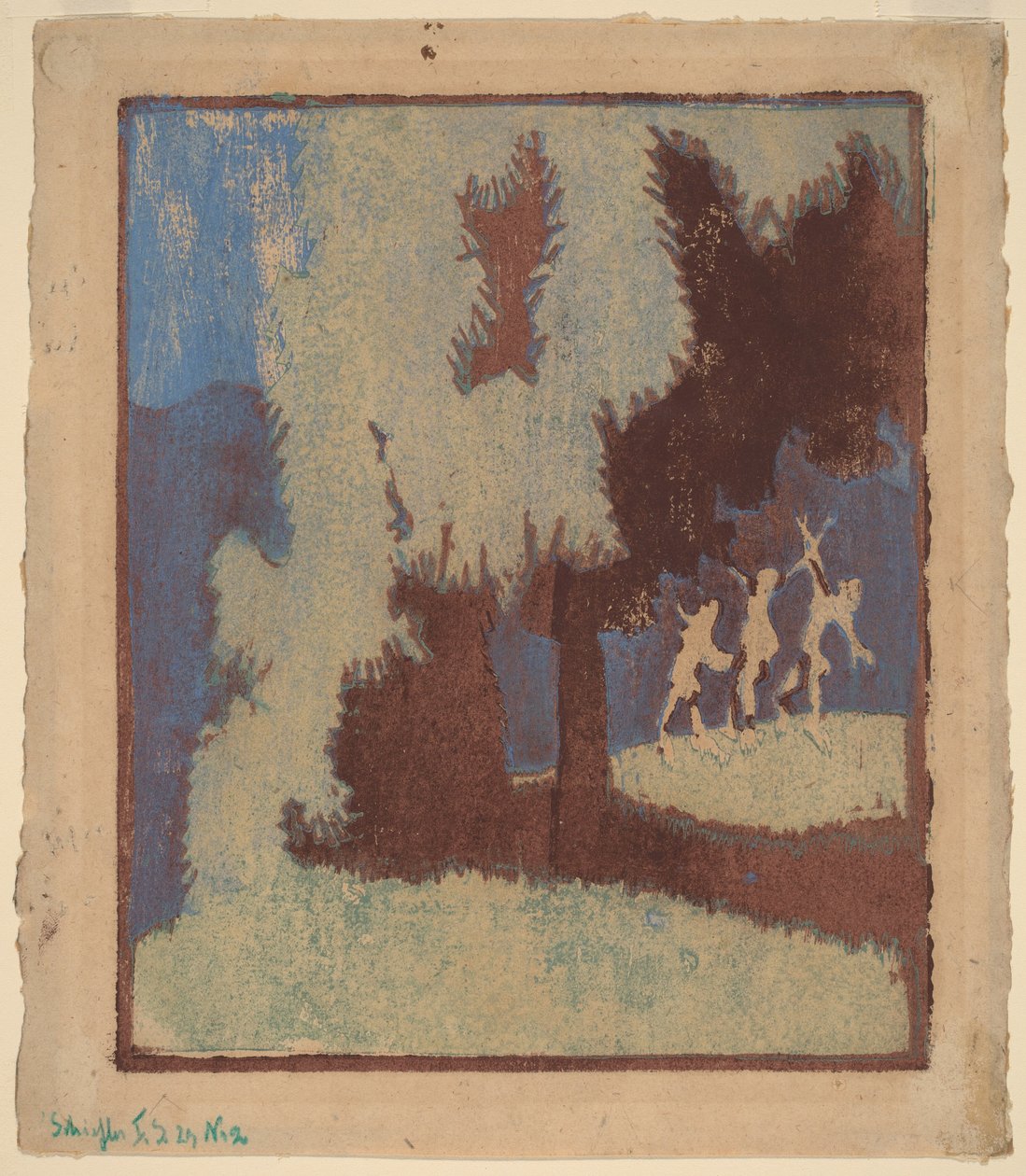 Kastanjetrær i måneskinn av Ernst Ludwig Kirchner