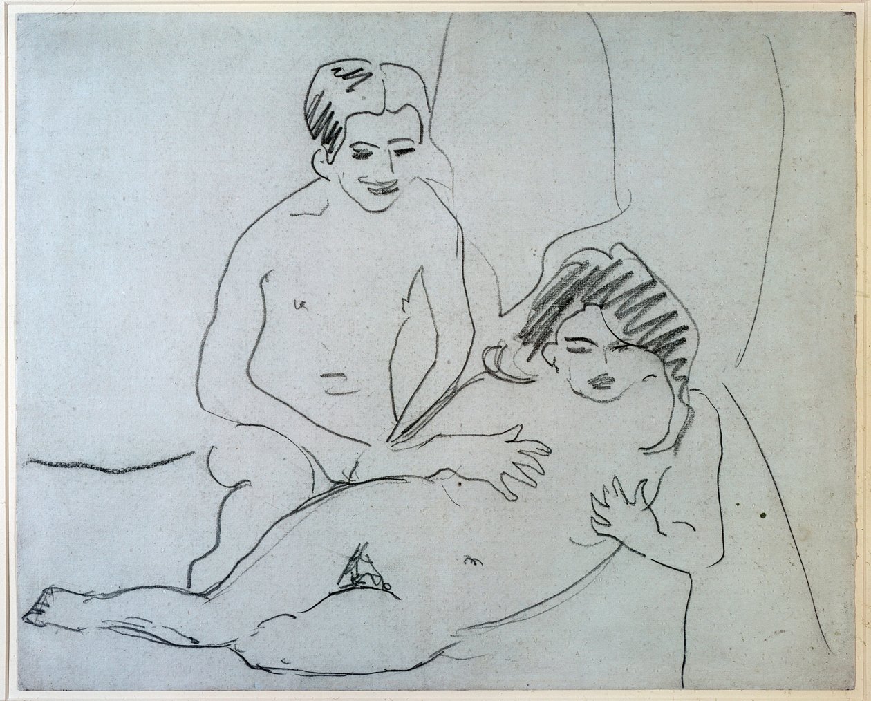 Par Et nakent par som ligger på sengen - Tegning av Ernst Ludwig Kirchner (1880-1938) New York, Museum of Modern Art av Ernst Ludwig Kirchner