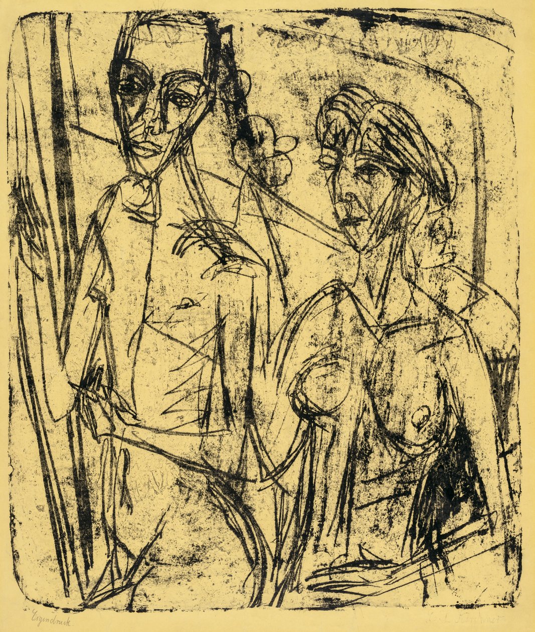 Par i rommet, naken mann med kvinne av Ernst Ludwig Kirchner
