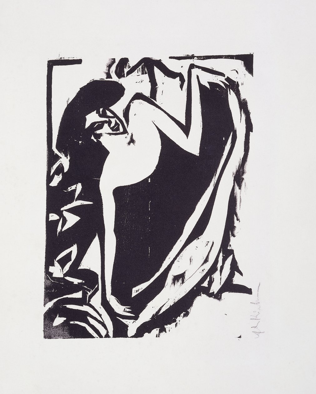 Danser med hevet skjørt, 1909 av Ernst Ludwig Kirchner
