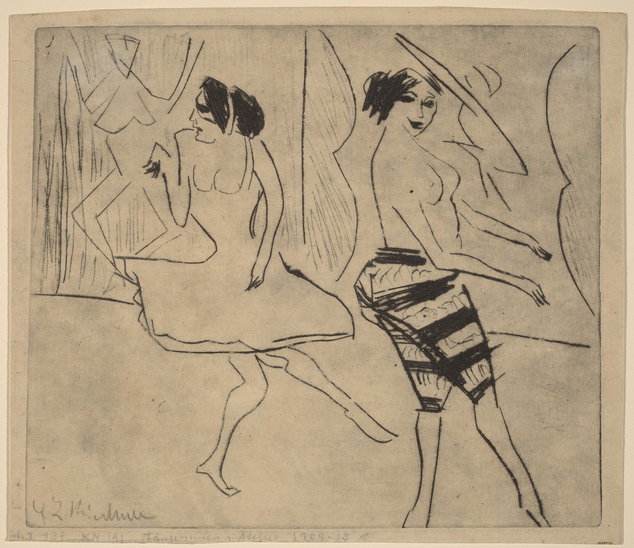 Dansere i atelieret av Ernst Ludwig Kirchner