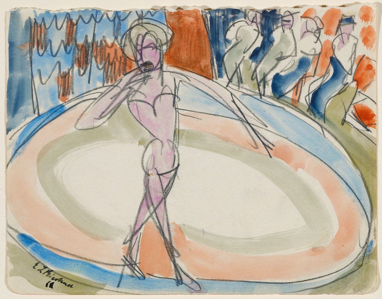Dansende kvinne på kabareten av Ernst Ludwig Kirchner