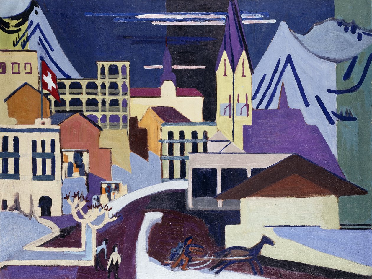 Davos-Platz jernbanestasjon; Davos-Platz am Bahnhof, 1931 av Ernst Ludwig Kirchner