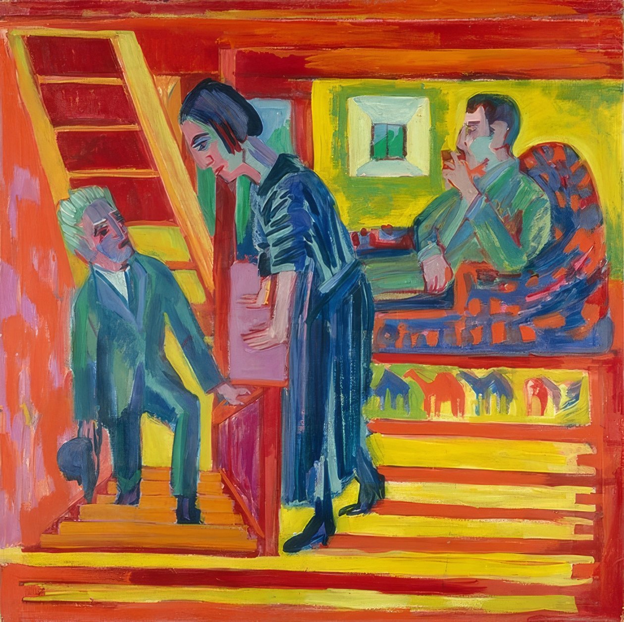 Besøket - par og nykommer. 1922 av Ernst Ludwig Kirchner