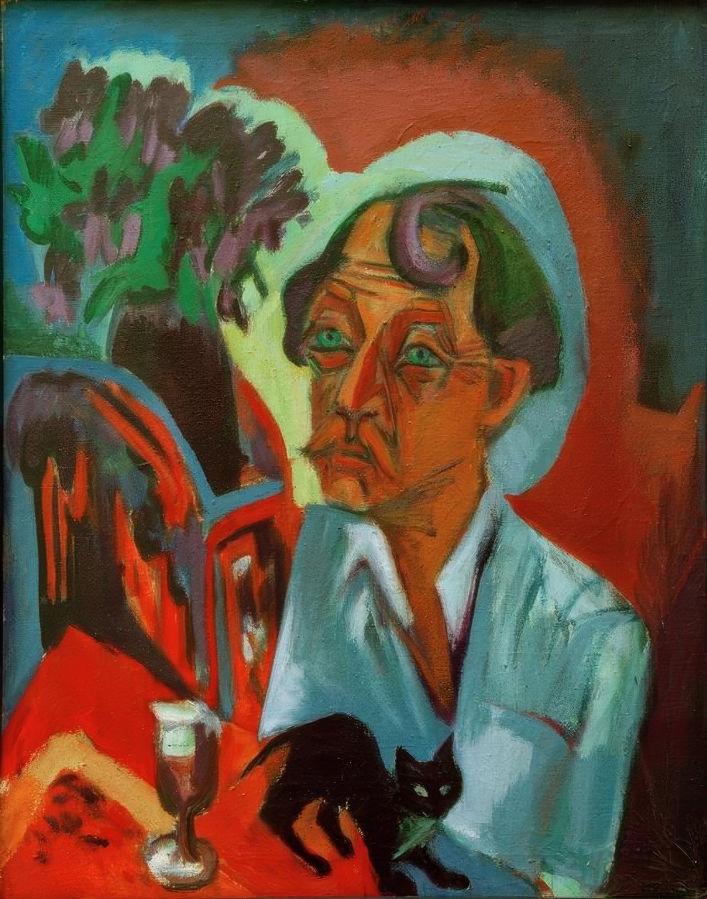 Maleren Stirner med en katt av Ernst Ludwig Kirchner