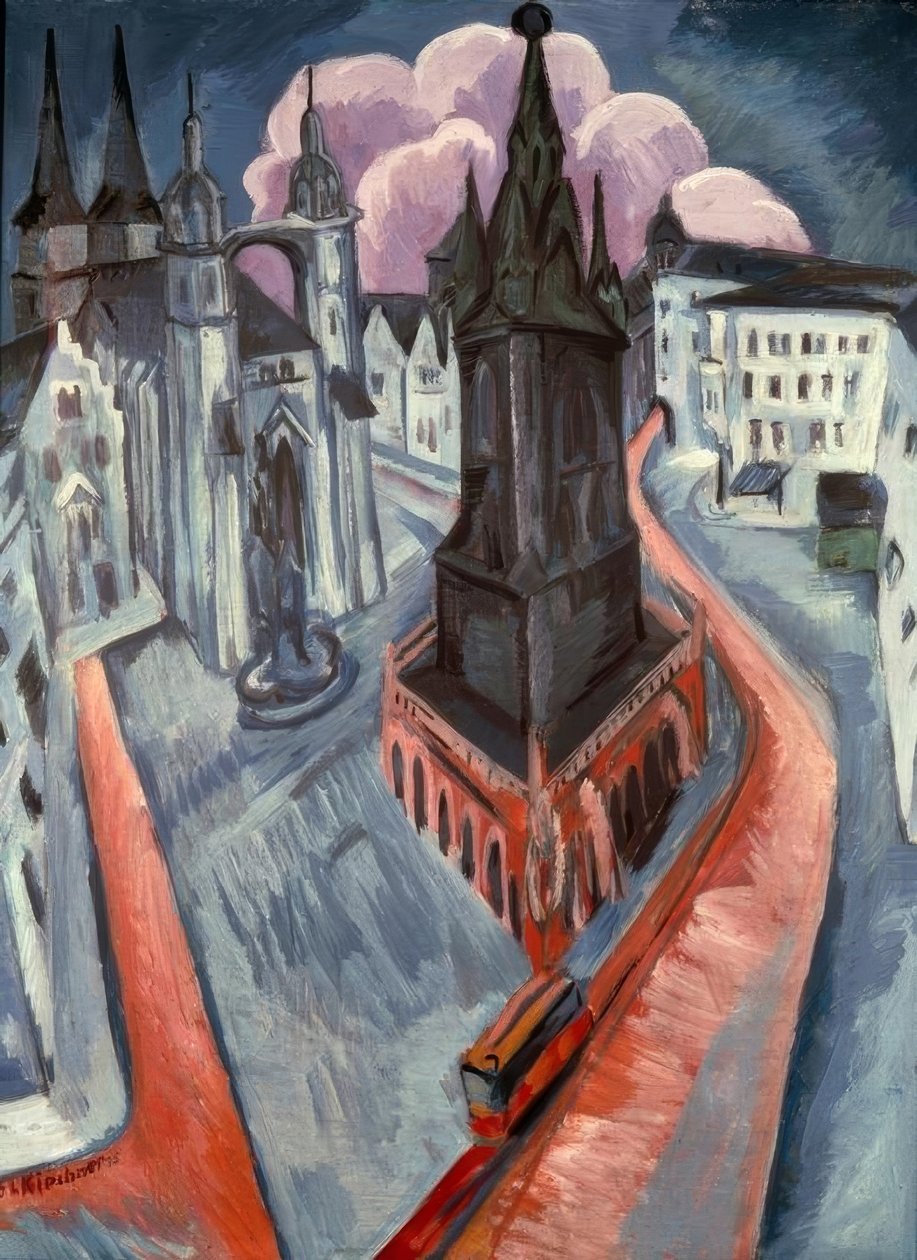 Det røde tårnet i Halle av Ernst Ludwig Kirchner
