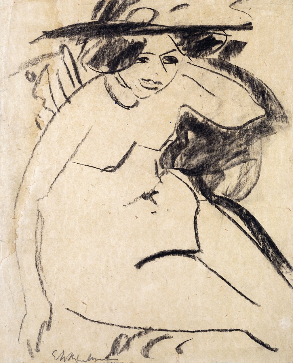 Dido med hatt; Dido mit Hut, ca. 1909 av Ernst Ludwig Kirchner