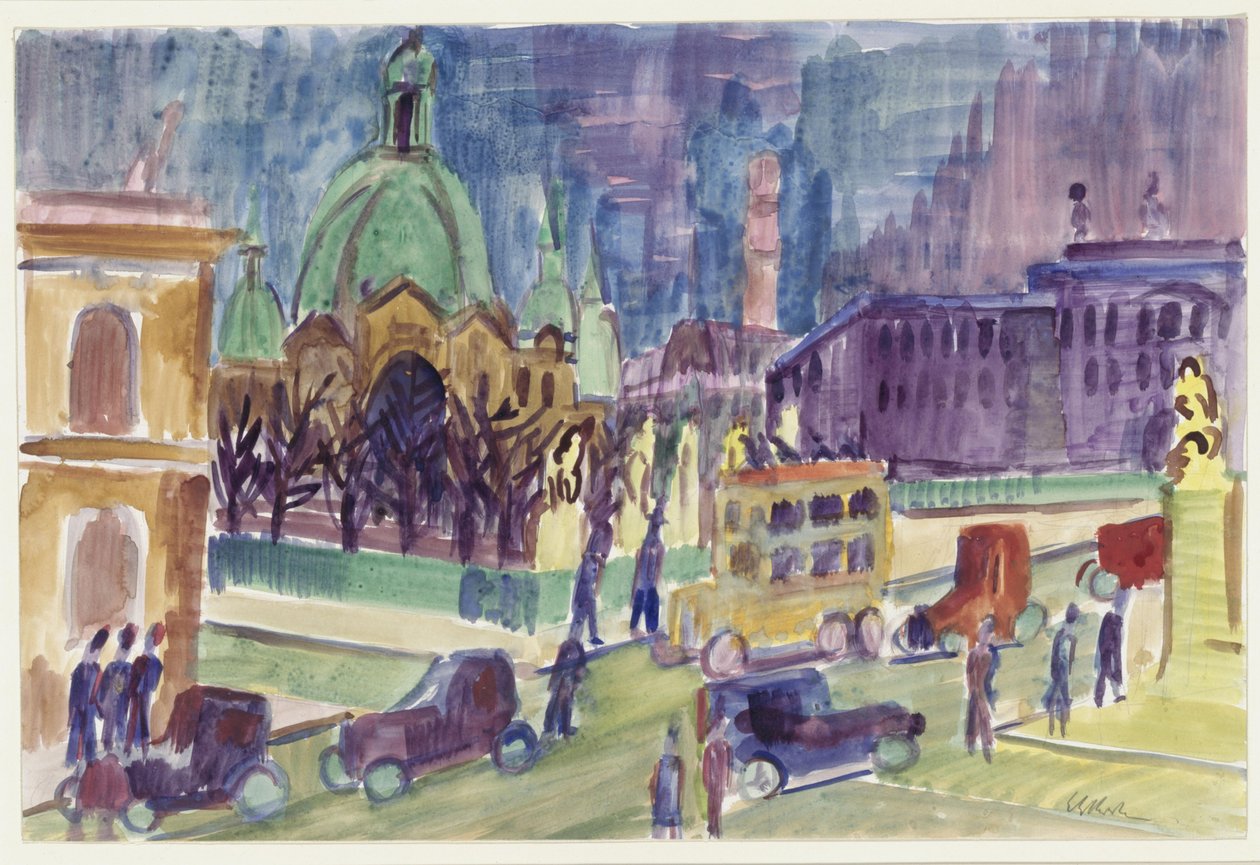 Domkirke, slott og slottsbro i Berlin av Ernst Ludwig Kirchner
