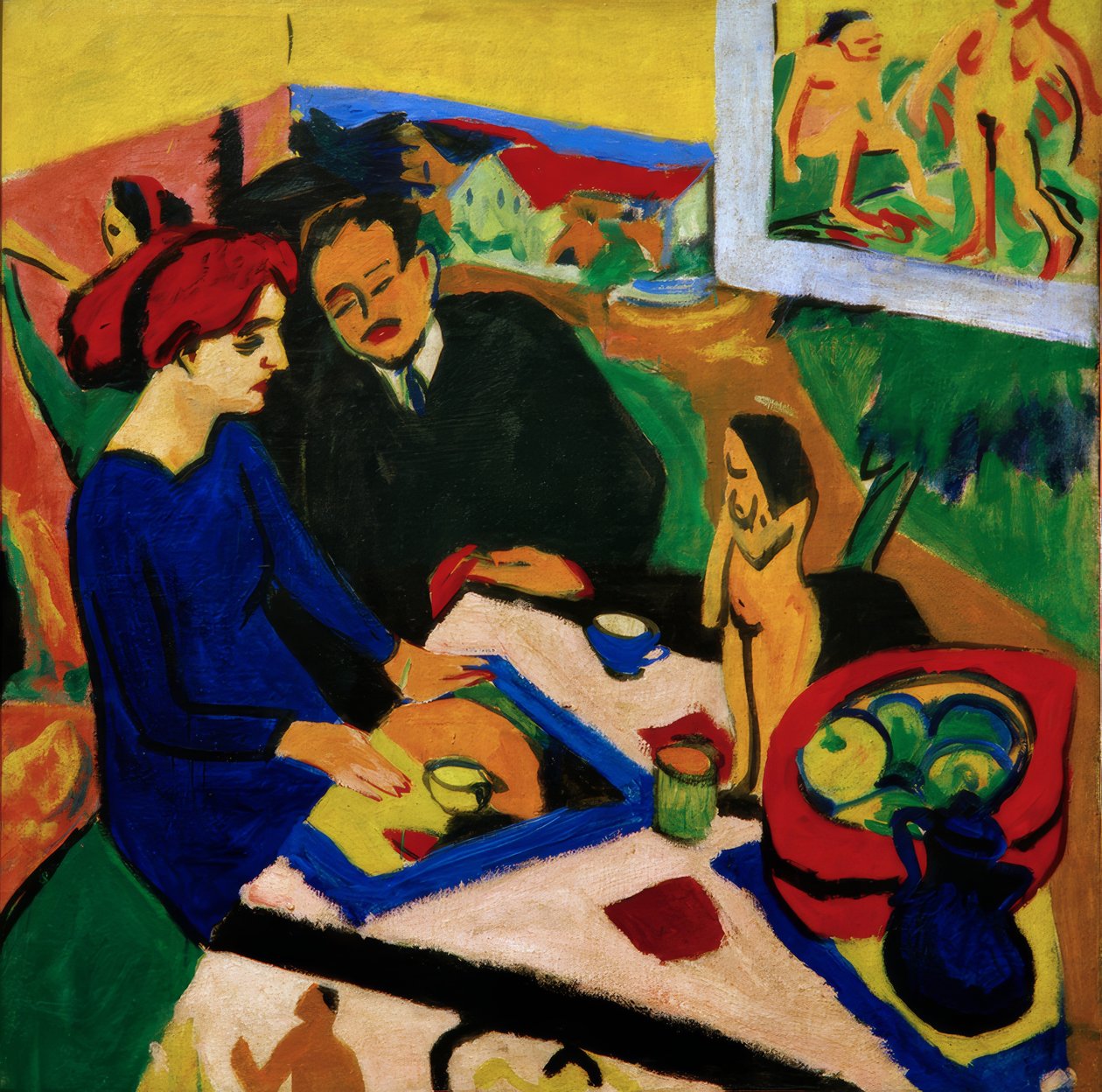 Doris og Heckel ved bordet av Ernst Ludwig Kirchner