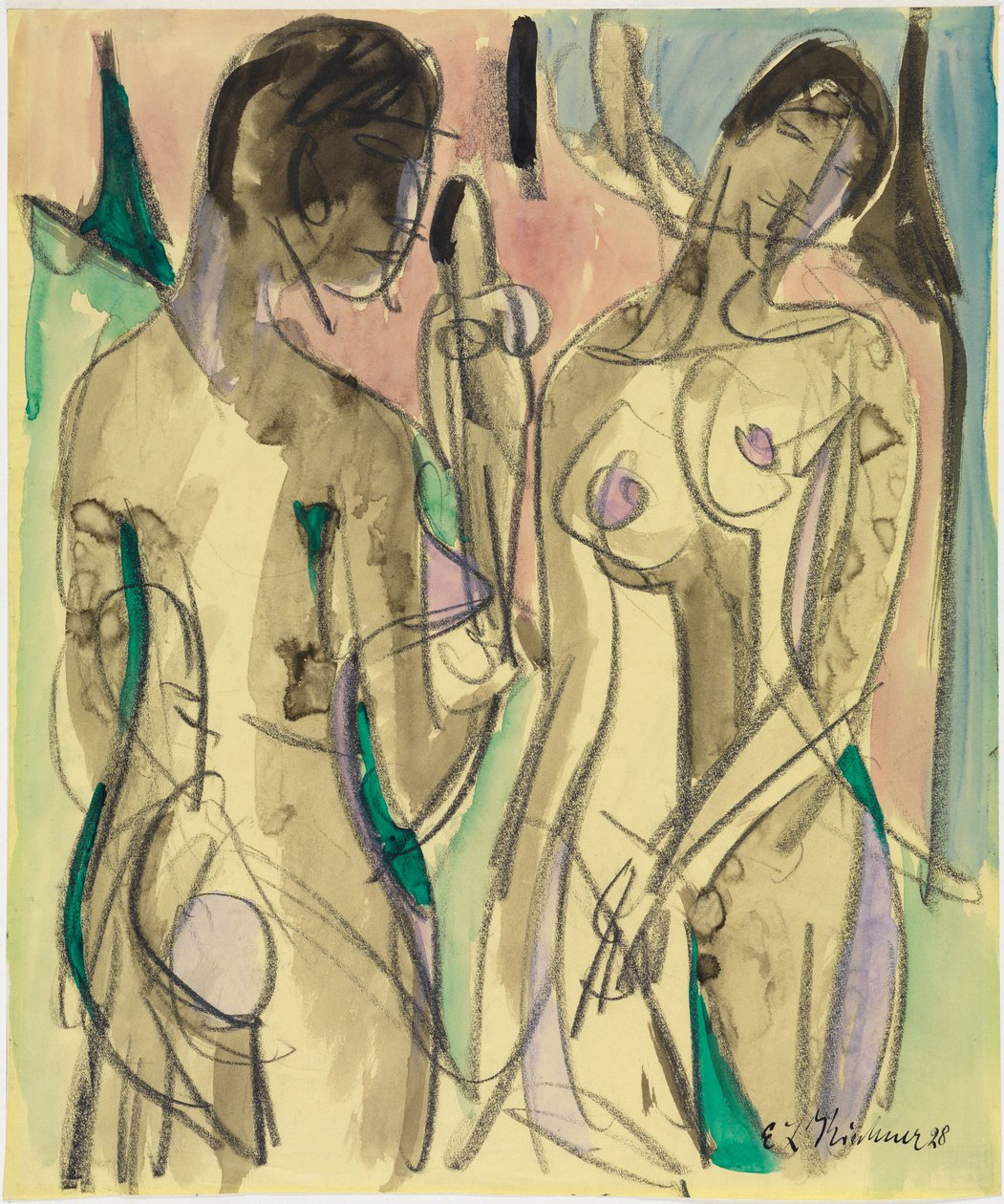 Tre nakne i skogen av Ernst Ludwig Kirchner