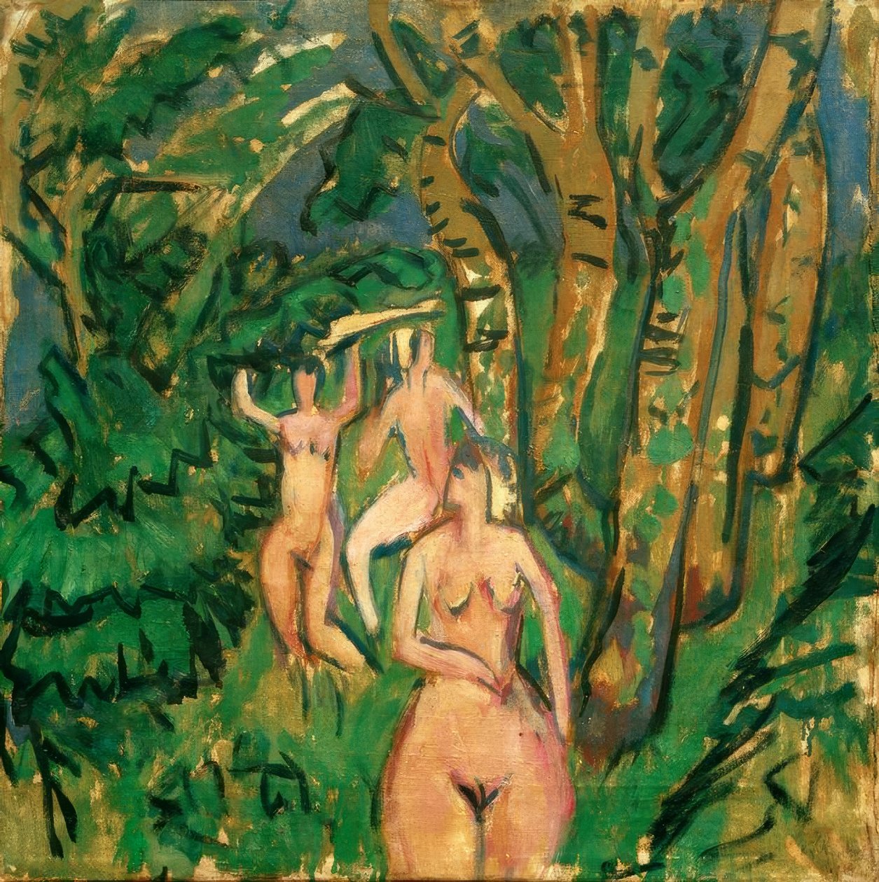 Tre nakenbilder i skogen av Ernst Ludwig Kirchner