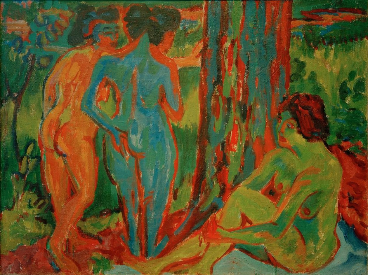 Tre nakenbilder i skogen av Ernst Ludwig Kirchner