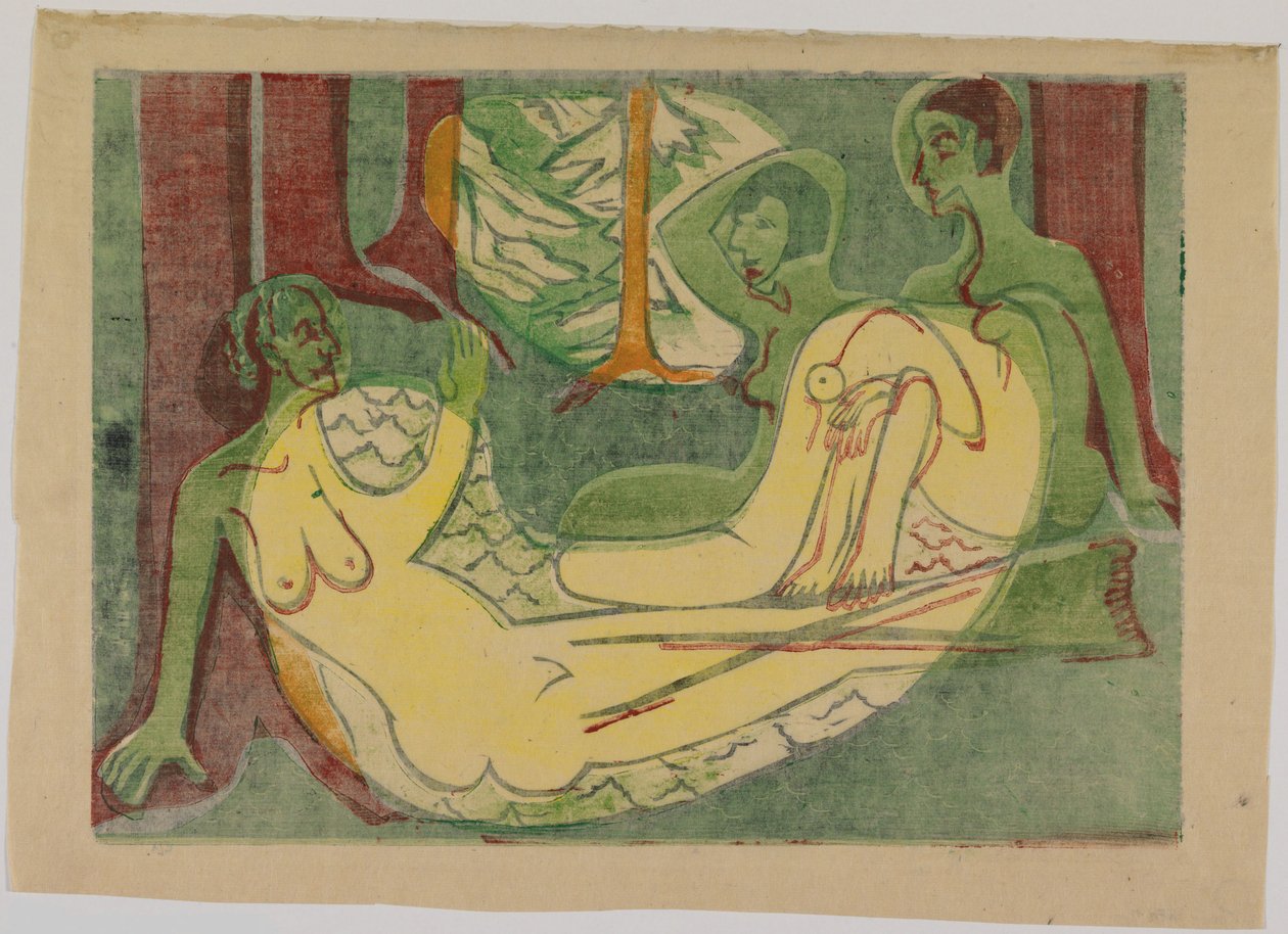 Tre nakne i skogen av Ernst Ludwig Kirchner