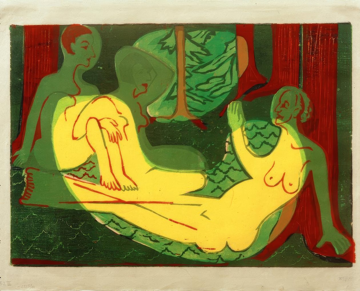 Tre akter i skogen av Ernst Ludwig Kirchner