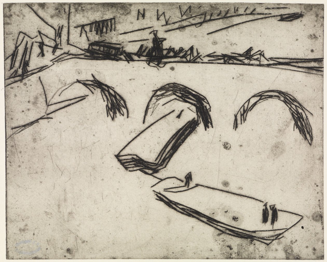 Tre akrobatkvinner i ringer/Bro ved Kronprinzenufer, Berlin av Ernst Ludwig Kirchner
