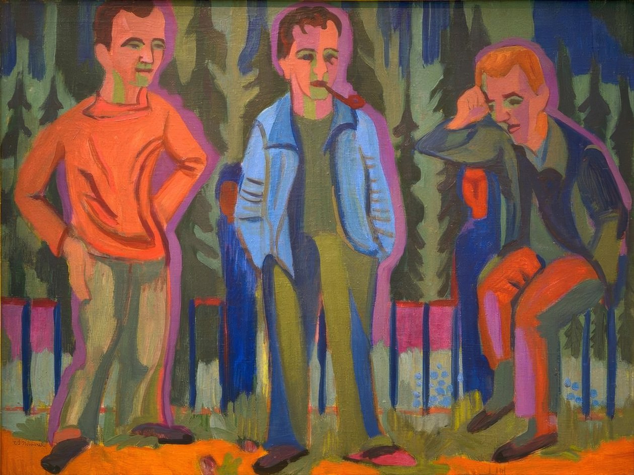 Tre artister: Hermann Scherer, Kirchner, Paul Camenisch av Ernst Ludwig Kirchner