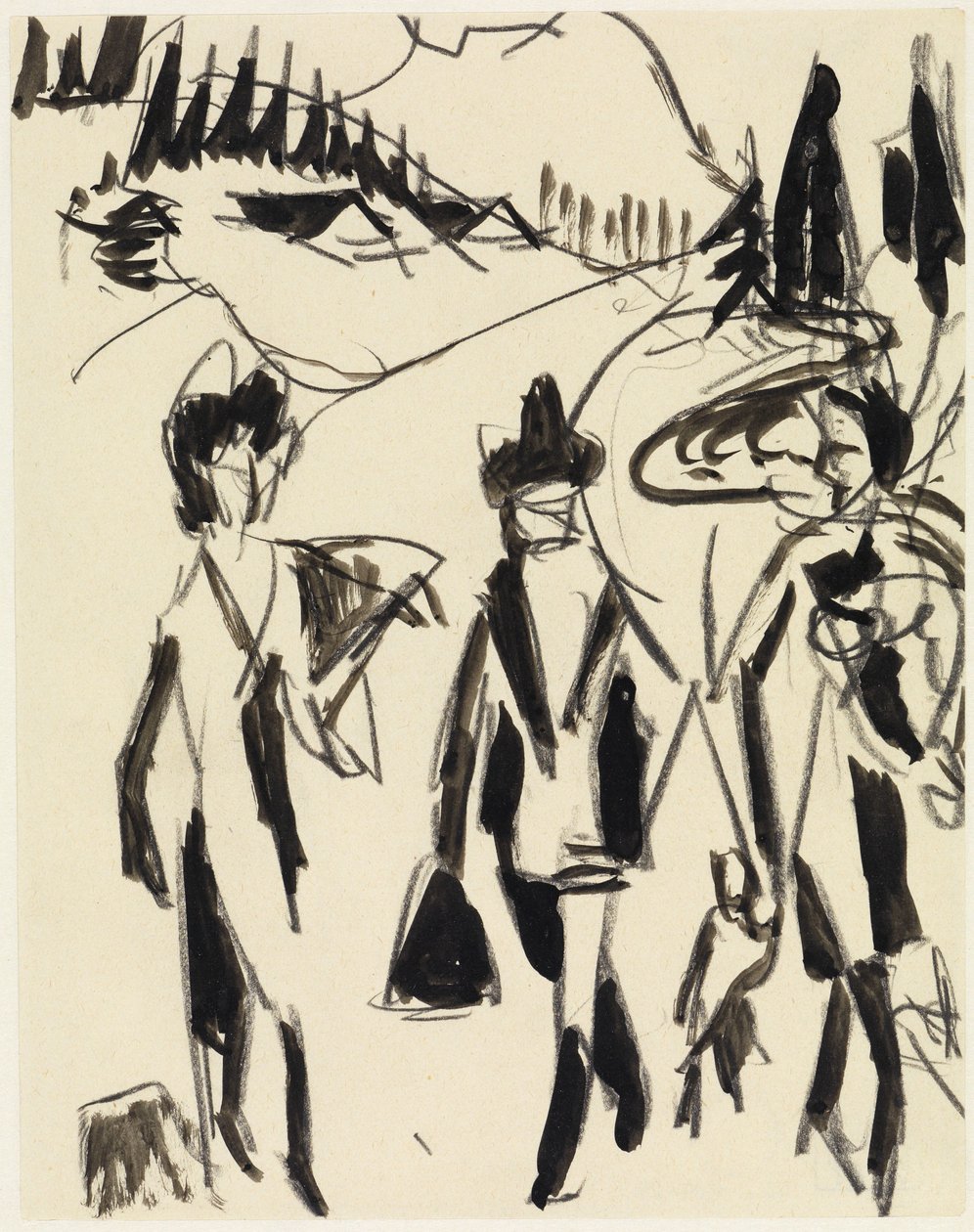 Tre turgåere i et fjellandskap av Ernst Ludwig Kirchner