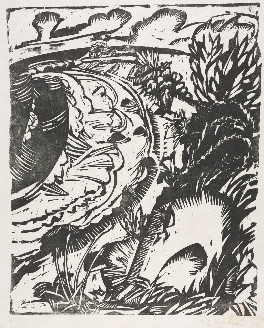 Dunelandskap med en buet bukt av Ernst Ludwig Kirchner