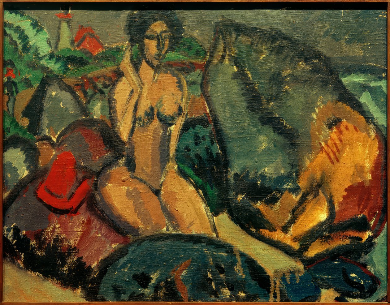E.L. Kirchner, badende mellom steiner av Ernst Ludwig Kirchner