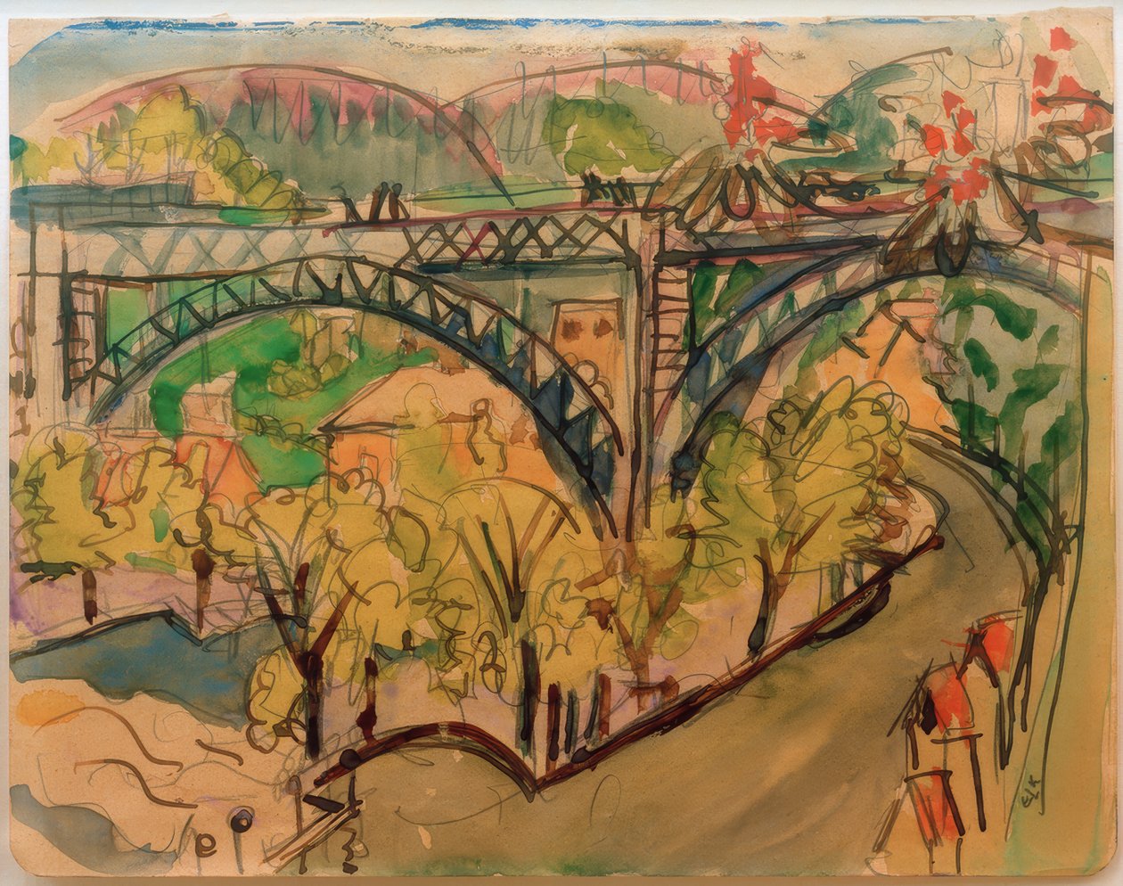 E.L. Kirchner, jernbanebro / 1916 av Ernst Ludwig Kirchner