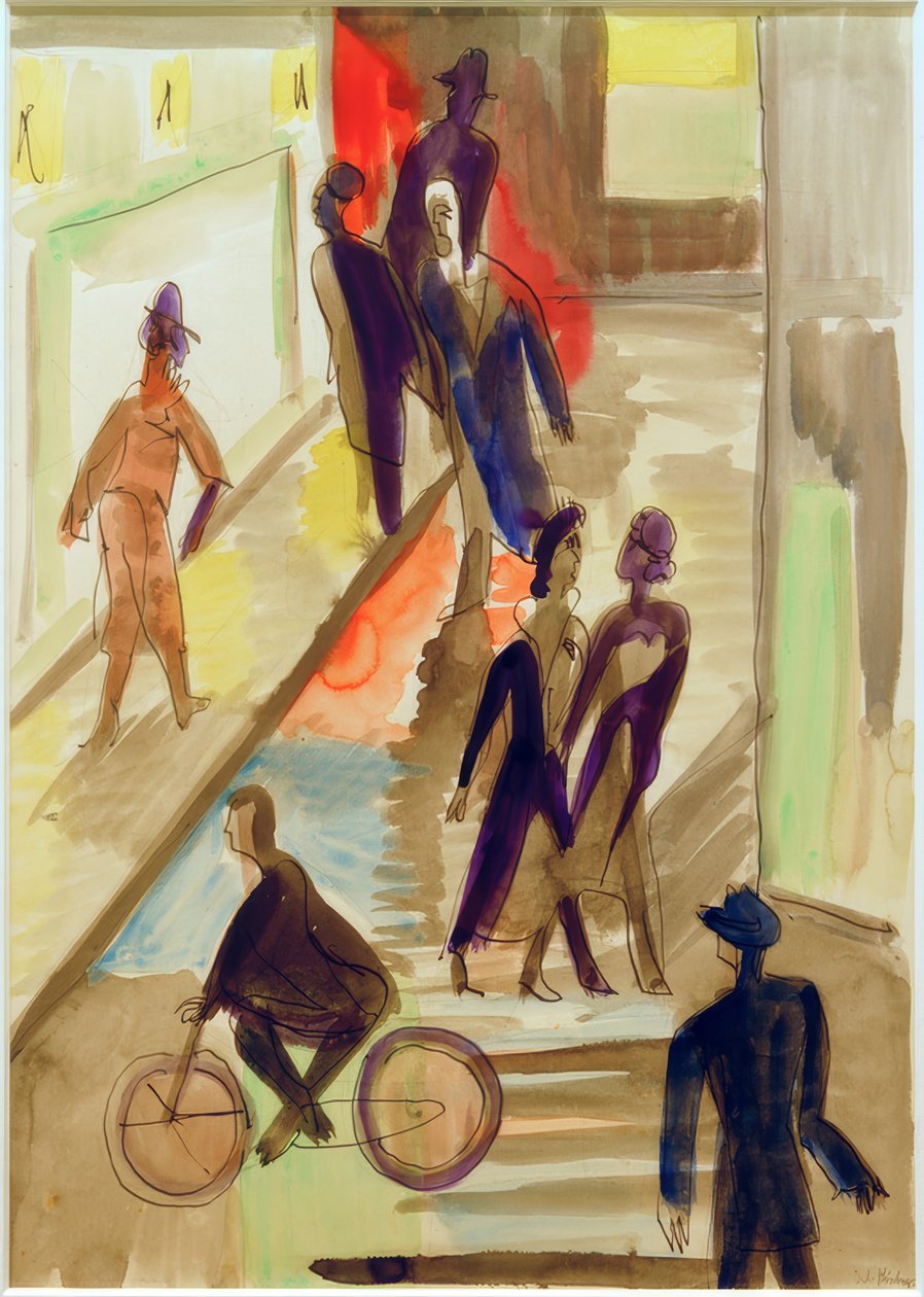 E.L. Kirchner, gatebilde med sykkel av Ernst Ludwig Kirchner