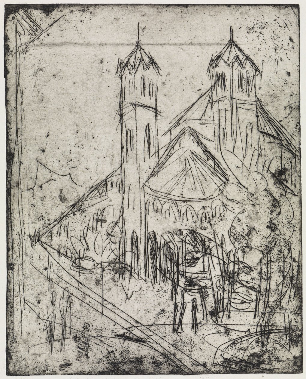 Hjørne ved vinterhagen/Sankt Gereons kirke i Köln I av Ernst Ludwig Kirchner