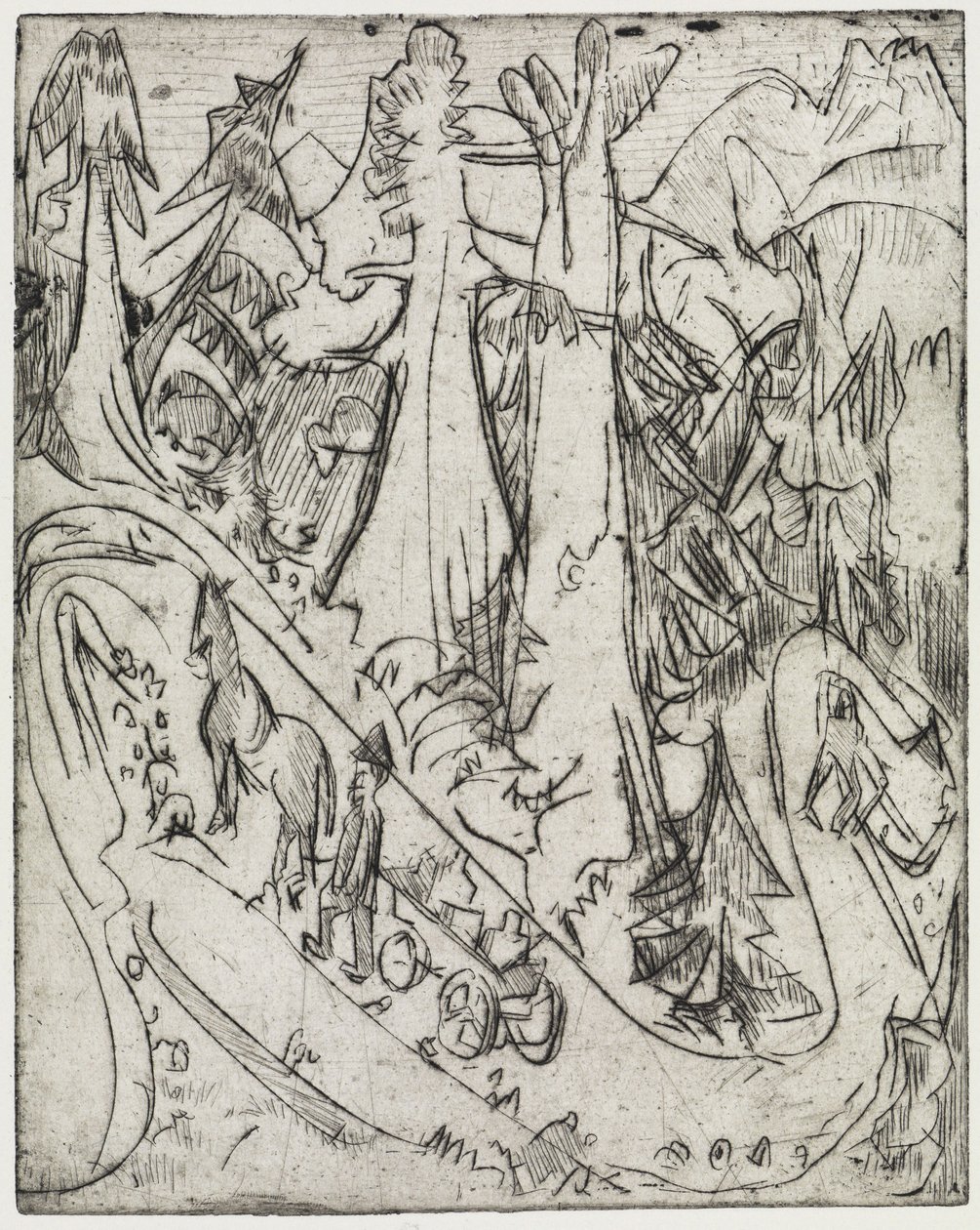 Å drive geiter/melkebiler opp fjellveien av Ernst Ludwig Kirchner