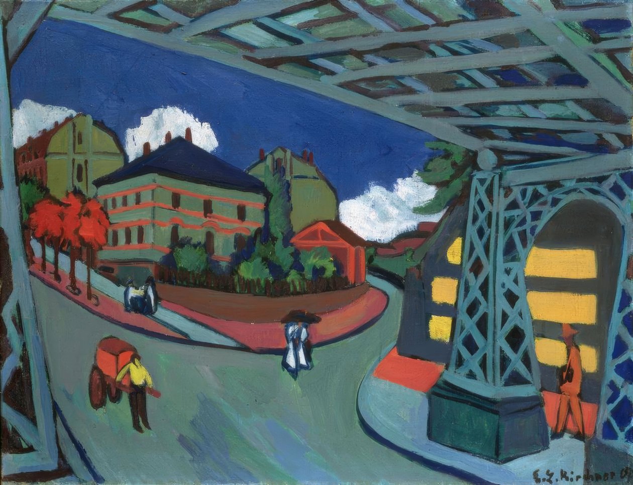 Löbtauer Strasse jernbaneundergang i Dresden av Ernst Ludwig Kirchner