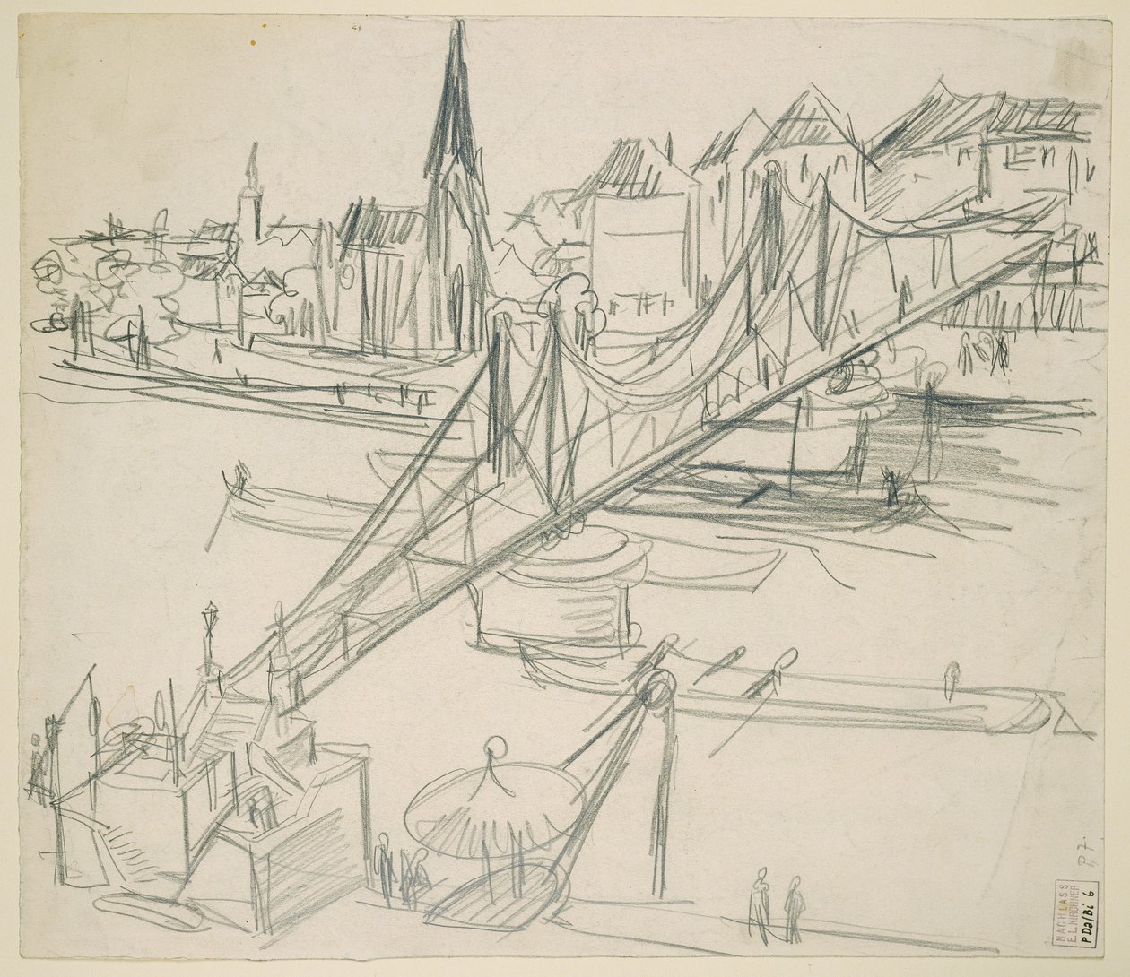 «Eiserner Steg» i Frankfurt am Main med utsikt over Sachsenhausen av Ernst Ludwig Kirchner