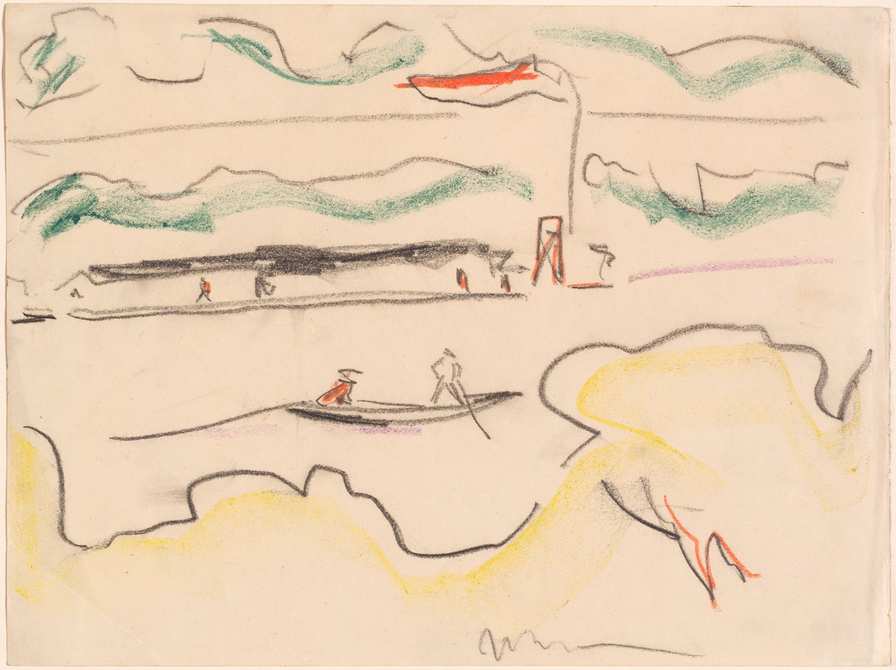 Elbe-landskap nær Dresden av Ernst Ludwig Kirchner