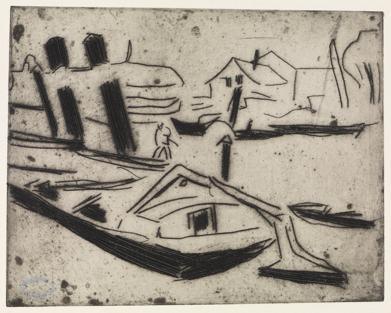 Elbzille med kjettingtraktor av Ernst Ludwig Kirchner