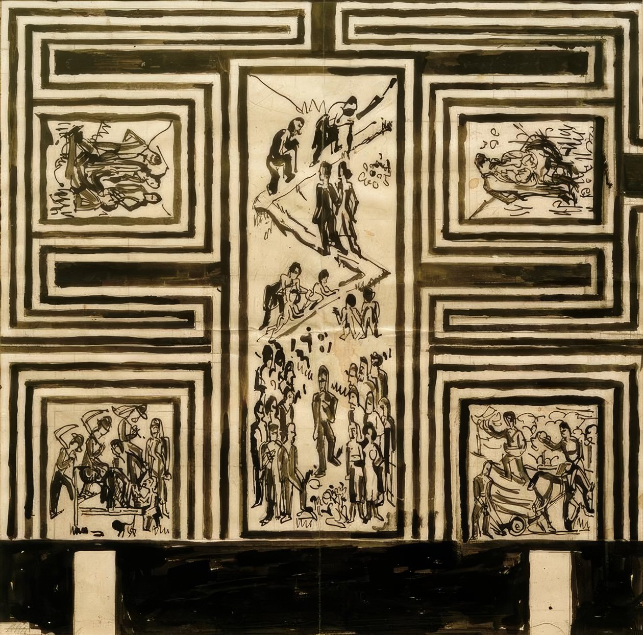 Utkast til maling av langveggen i ballsalen av Ernst Ludwig Kirchner