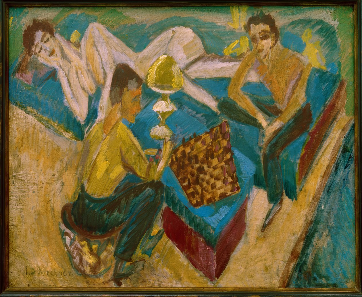 Erich Heckel og Otto Mueller ved Chess II av Ernst Ludwig Kirchner