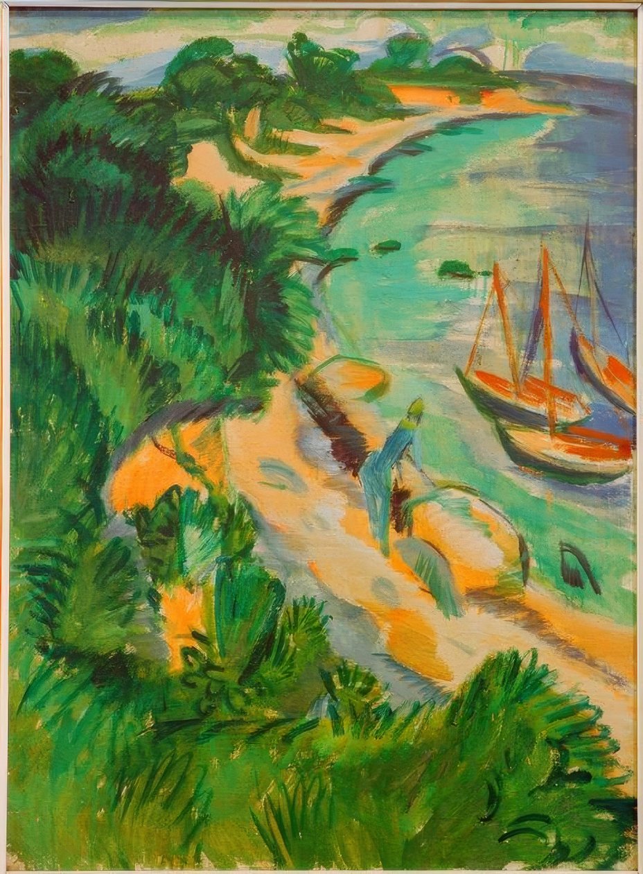 Fehmarn Bay med båter av Ernst Ludwig Kirchner