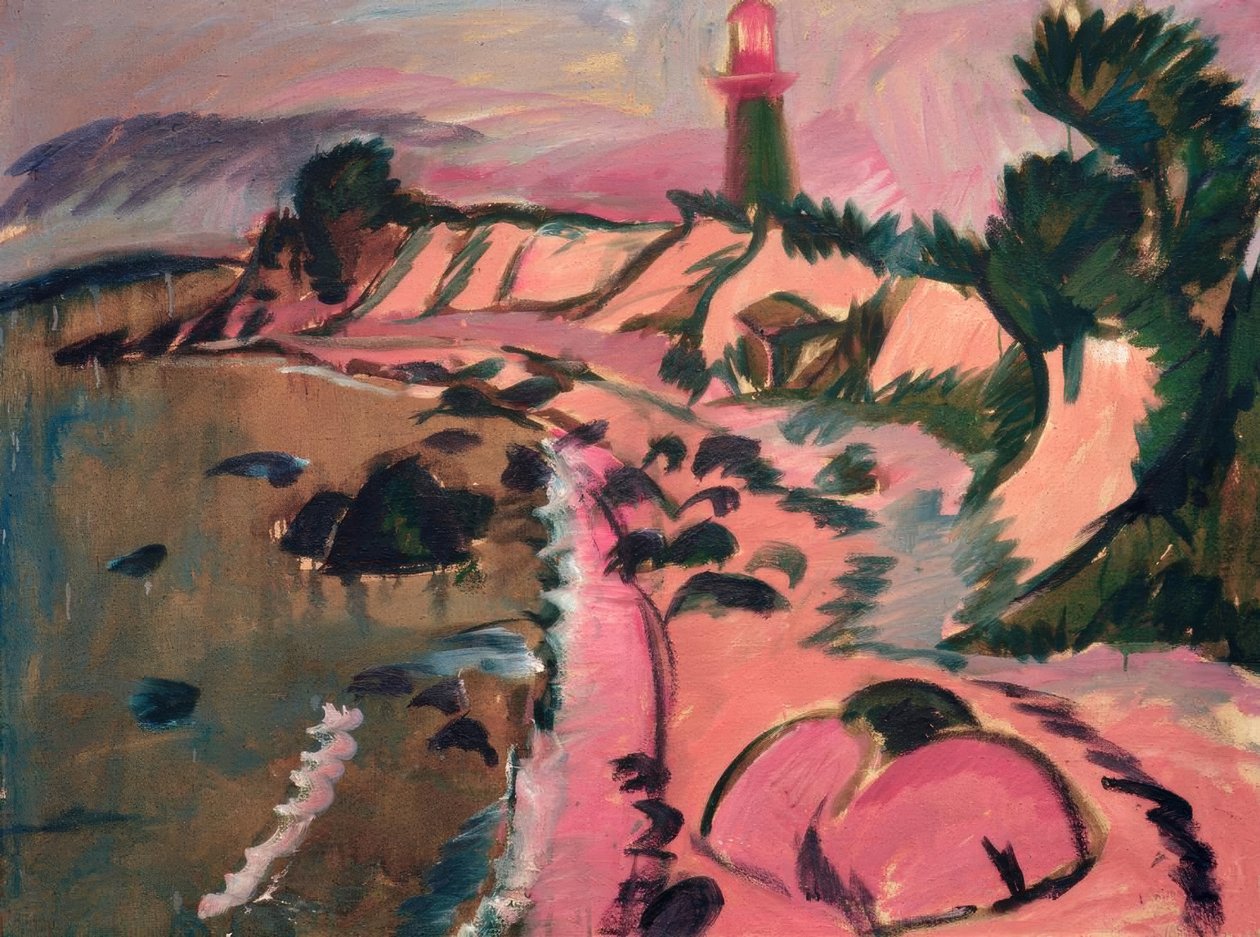 Fehmarn-kysten med fyr av Ernst Ludwig Kirchner