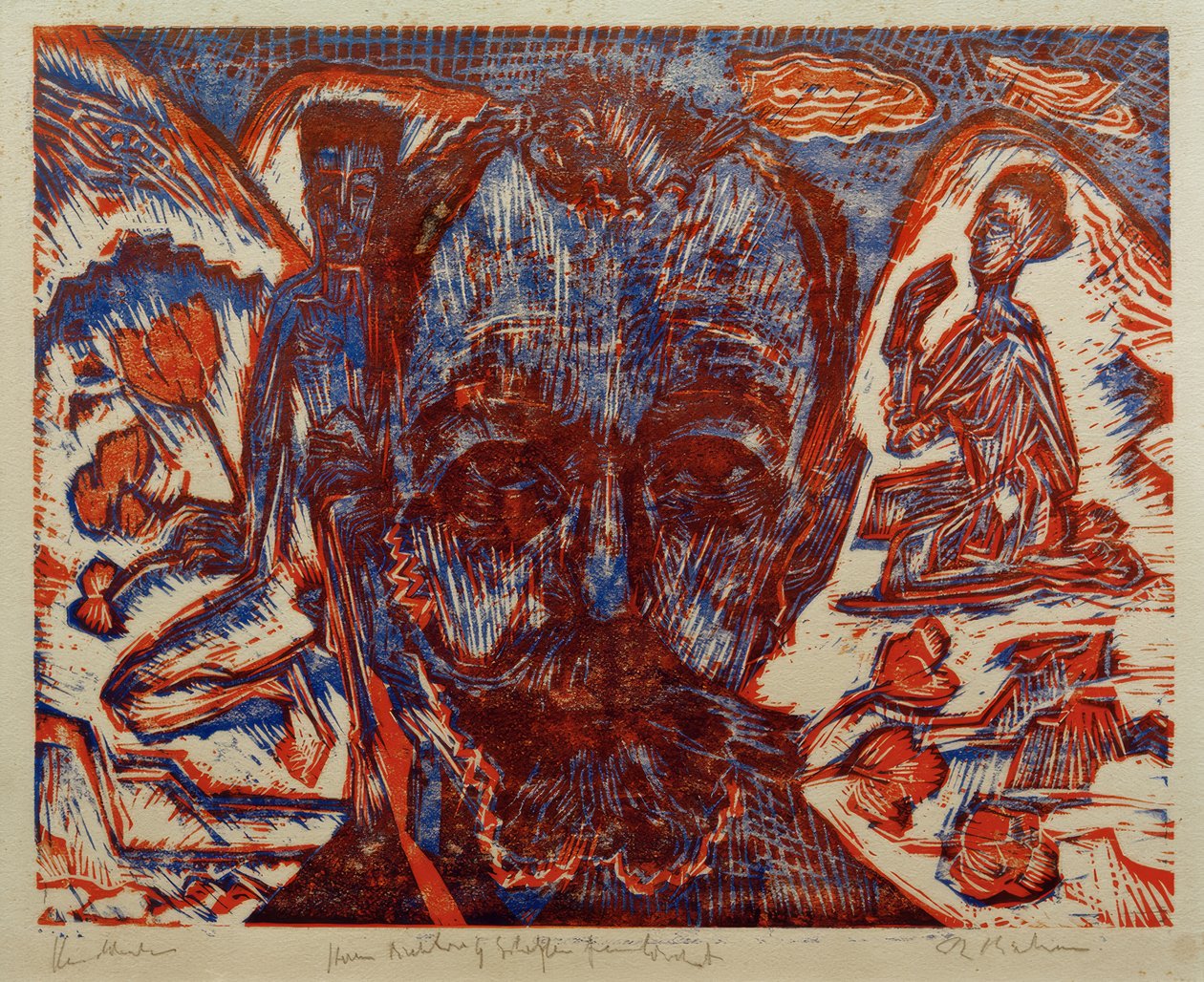 Ferdinand Hodler / Hodlerkopf / Farbholzschnitt v. E.L.Kirchner av Ernst Ludwig Kirchner