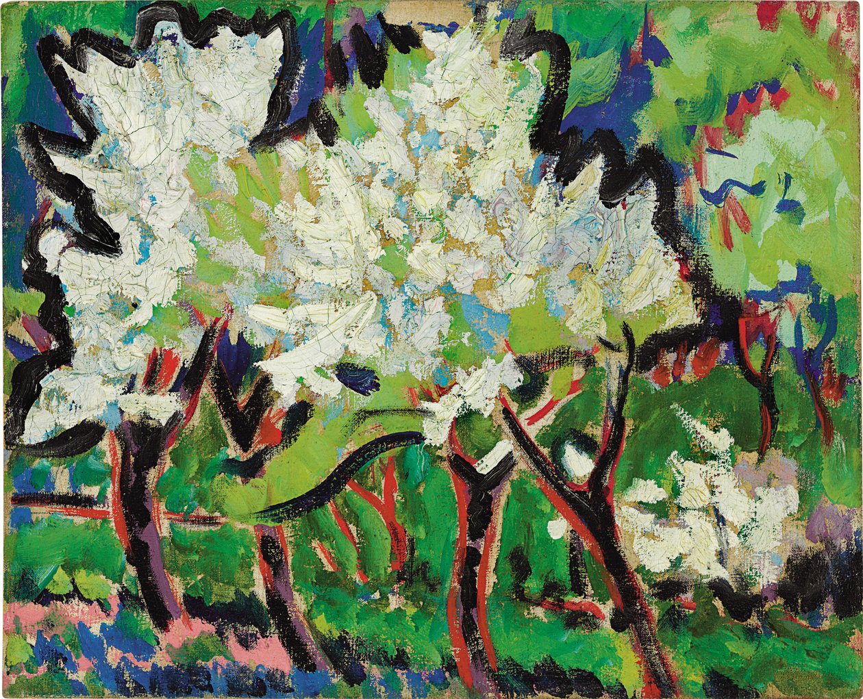 Blomstrende trær IV; Bluhende Baume IV, 1909 av Ernst Ludwig Kirchner