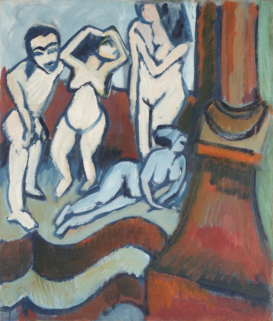 Fire treskulpturer (recto) av Ernst Ludwig Kirchner