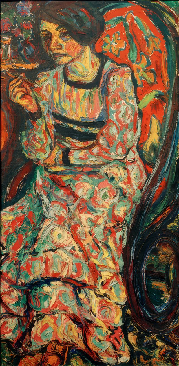 Kvinne i en gyngestol (Emmi Frisch) av Ernst Ludwig Kirchner