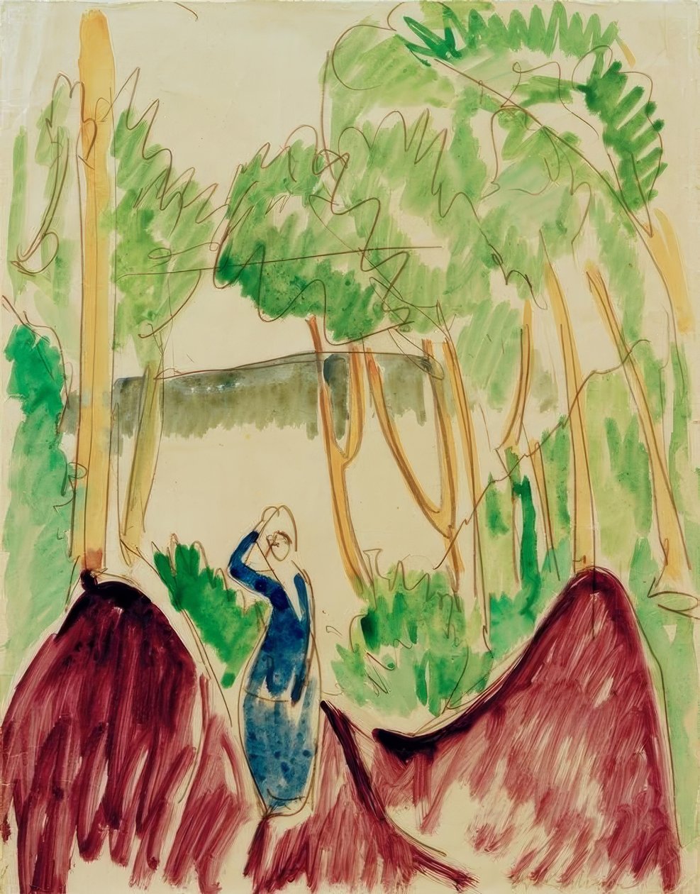 Kvinne i sanddynene på Fehmarn av Ernst Ludwig Kirchner