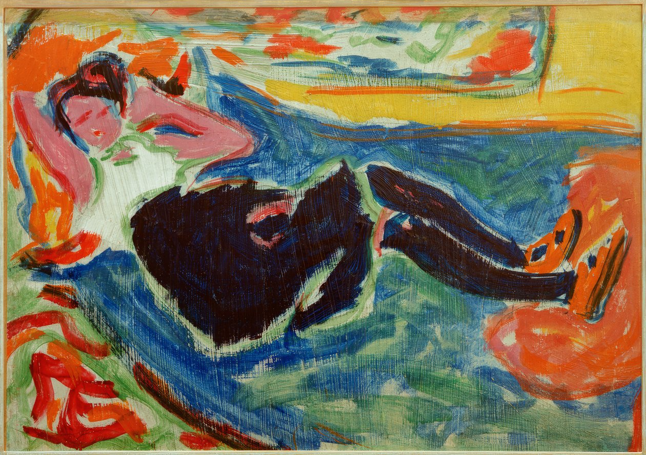 Kvinne med svarte strømper av Ernst Ludwig Kirchner