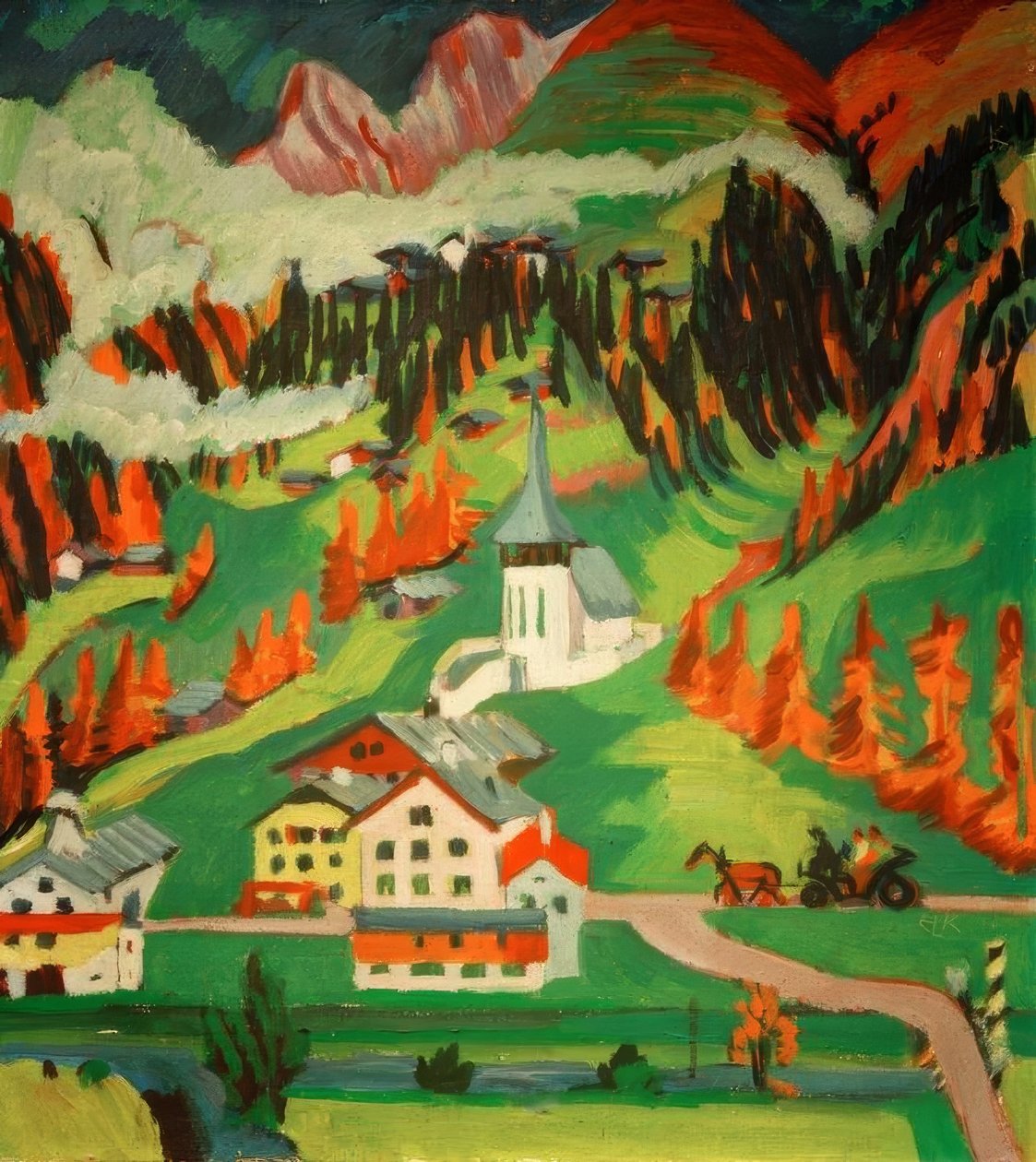 Frauenkirch om høsten av Ernst Ludwig Kirchner
