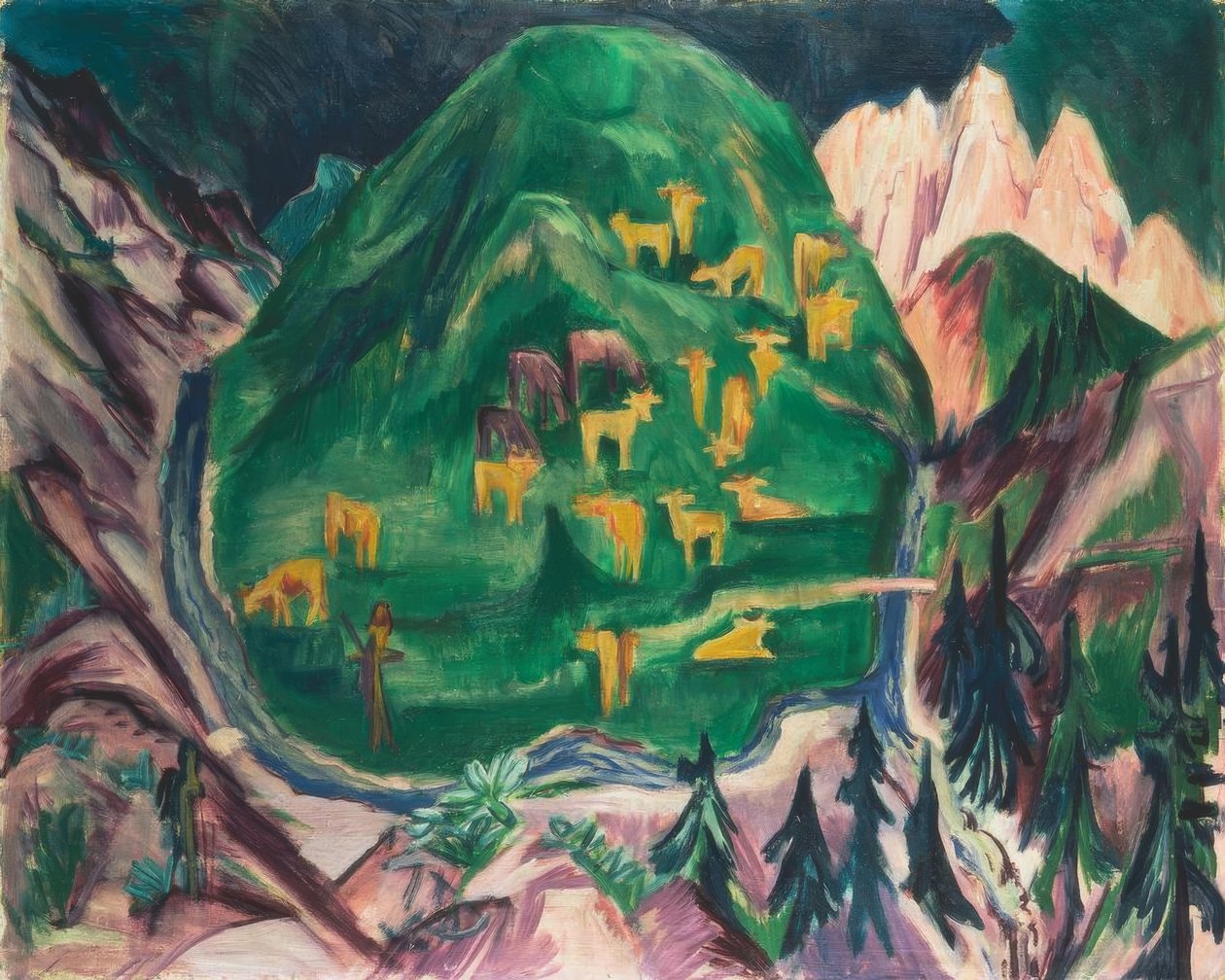 Galtvieh beite av Ernst Ludwig Kirchner