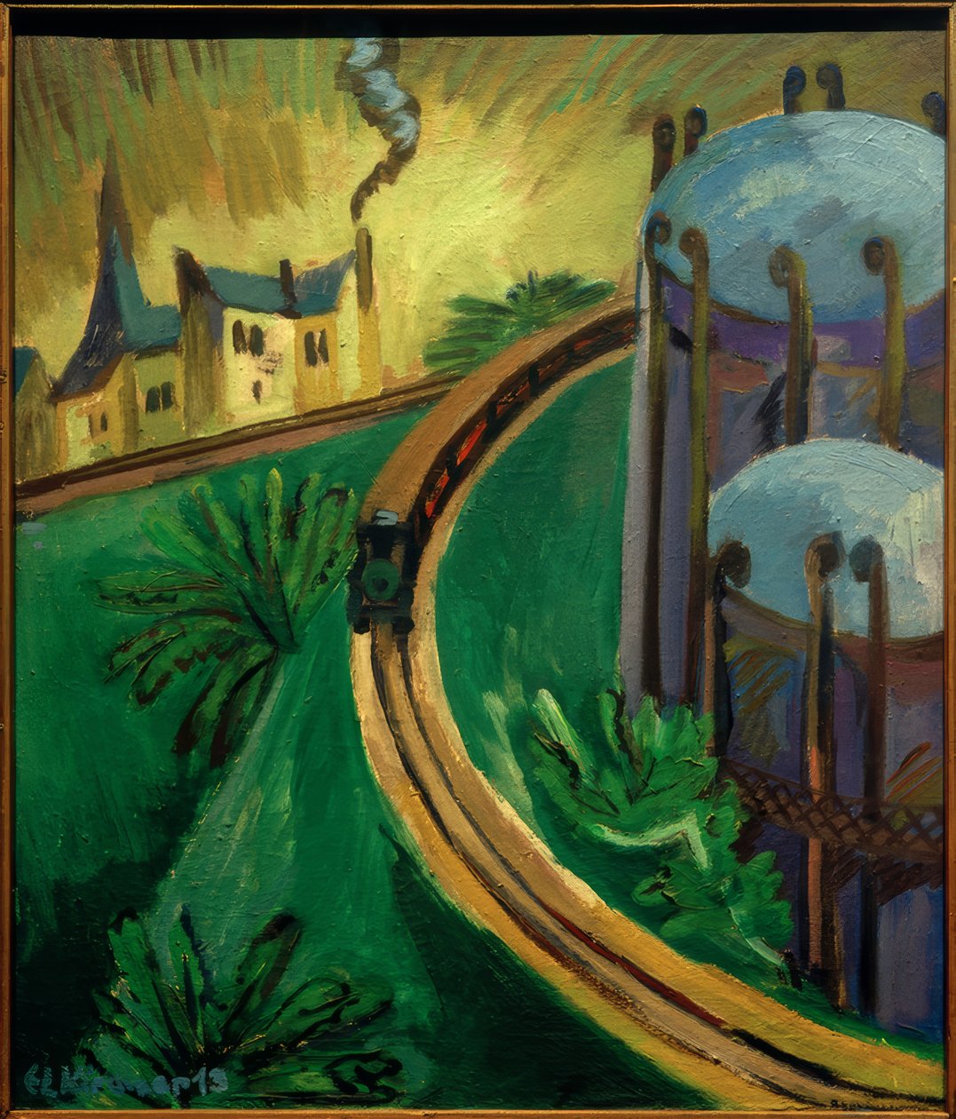 Gasskjele og forstadstog av Ernst Ludwig Kirchner