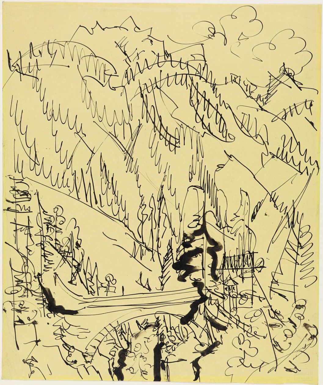 Fjellandskap med bro av Ernst Ludwig Kirchner