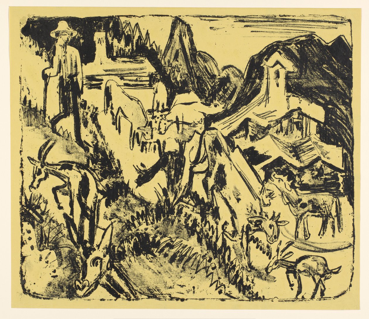 Geitegjeter med flokken sin i fjellet av Ernst Ludwig Kirchner