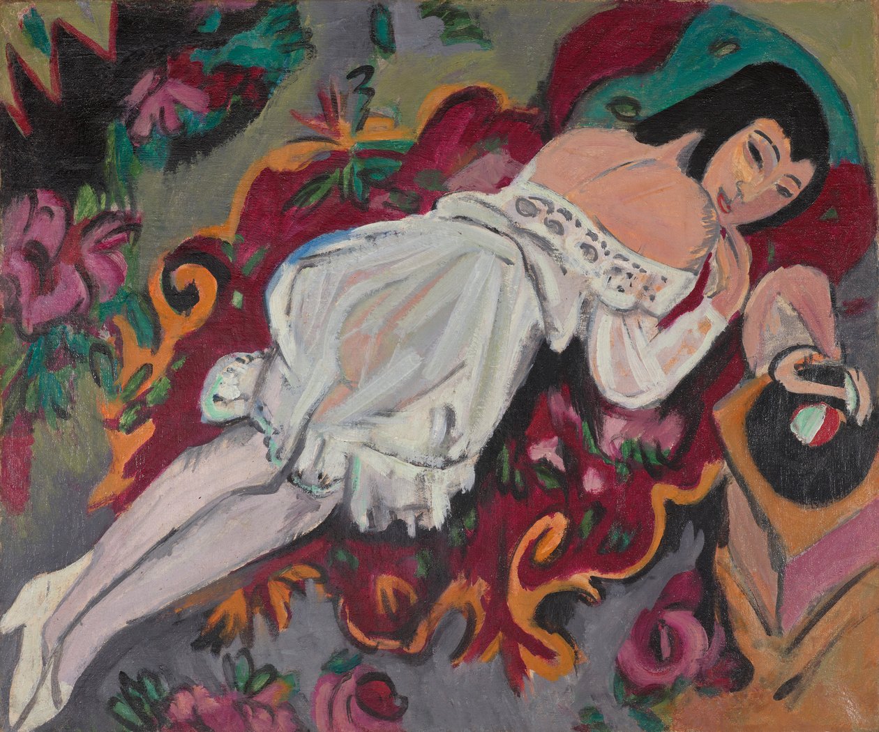 Girl in White Chemise av Ernst Ludwig Kirchner
