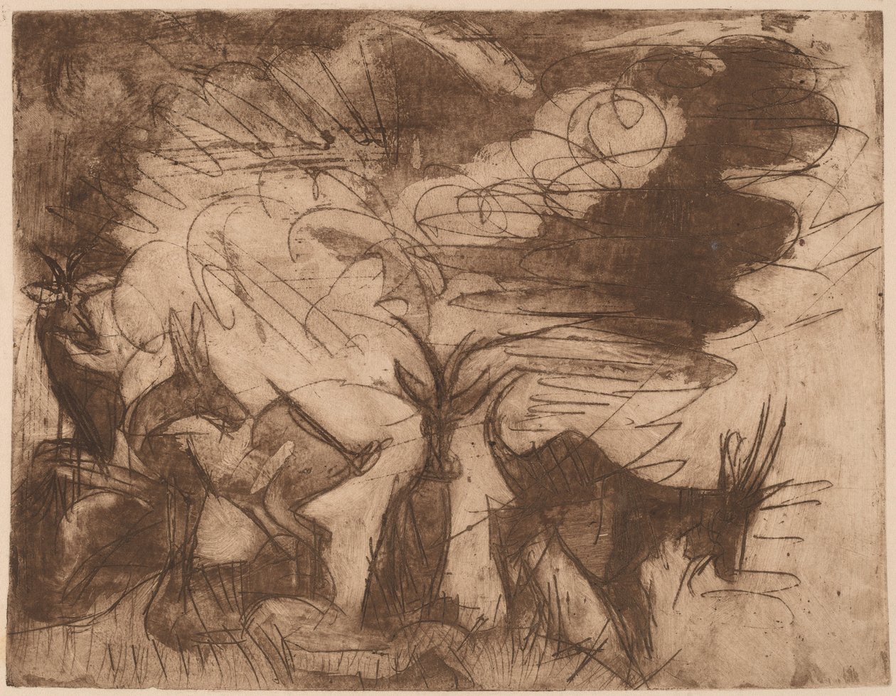 Geiter og skyer av Ernst Ludwig Kirchner