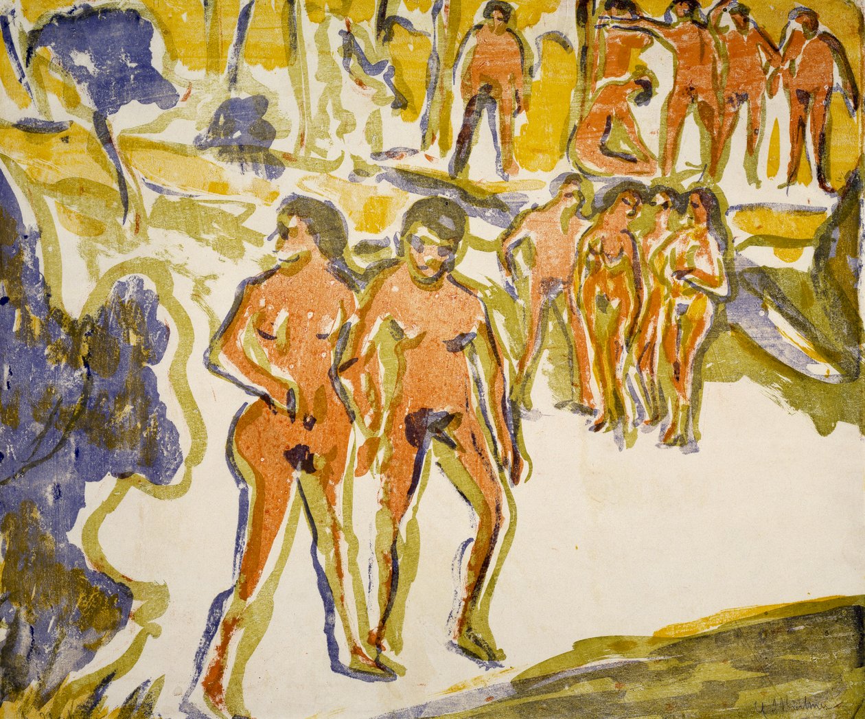 Gruppe svømmere av Ernst Ludwig Kirchner