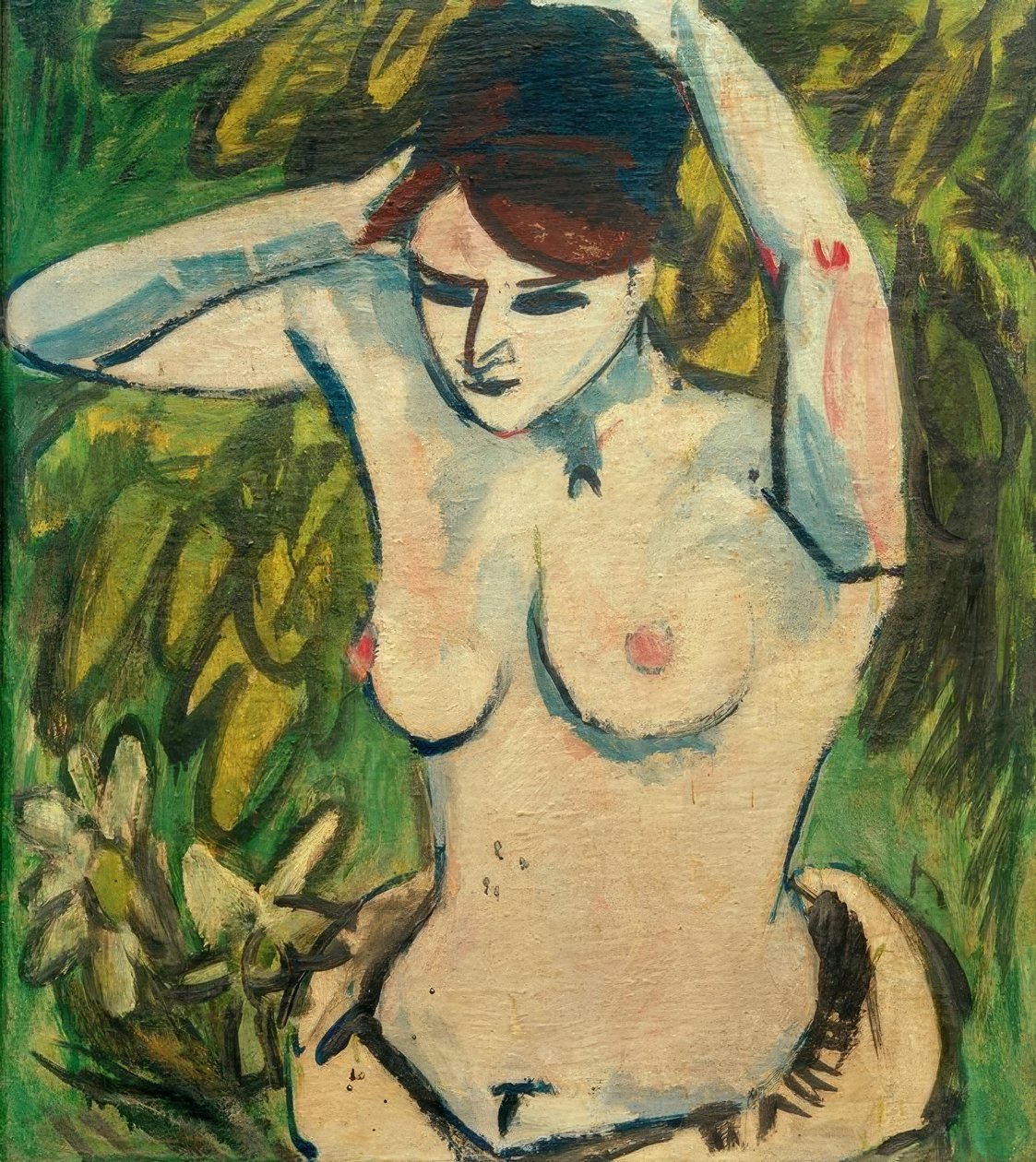 Halvakt med armene hevet av Ernst Ludwig Kirchner